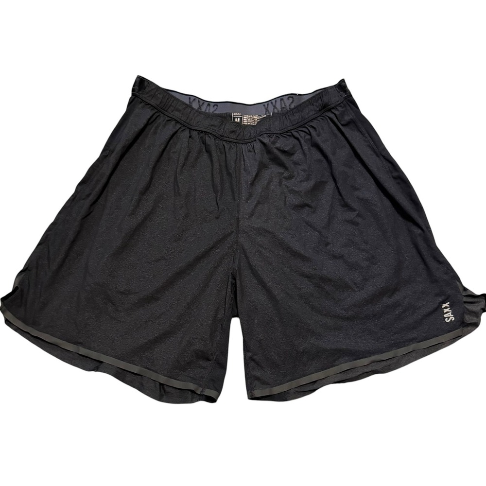 Saxx Pilot 2N1 Mens Running Shorts Black Heather Mesh Liner Size M
